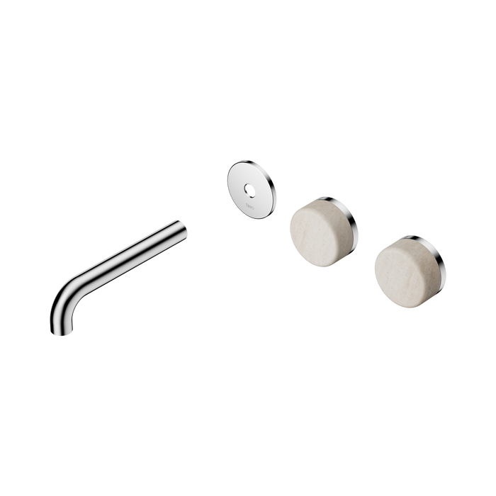 Nero Serenity Wall Basin Set 160mm Offset Spout With Rome Travertine Handle Trim Kit Only - Chrome