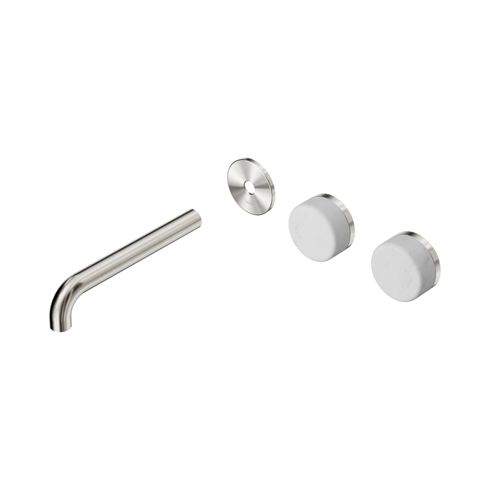 Nero Serenity Wall Basin Set 185mm Offset Spout With Carrara Handle Trim Kit Only - Brushed Nickel