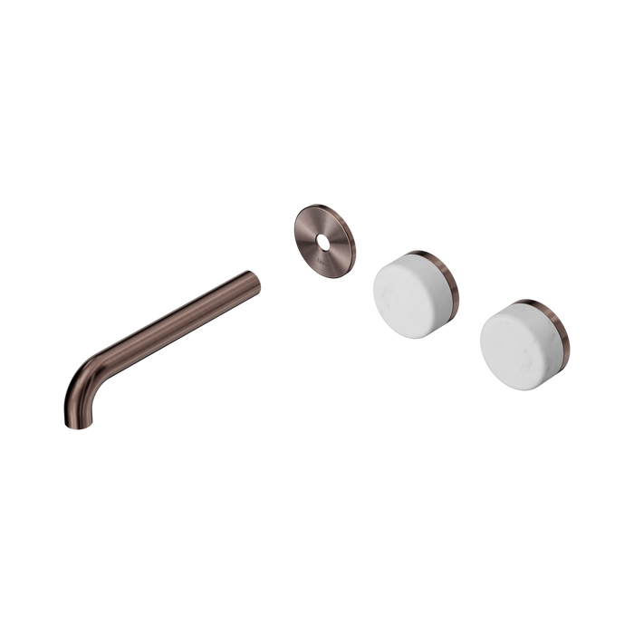 Nero Serenity Wall Basin Set 185mm Offset Spout With Carrara Handle Trim Kit Only - Brushed Bronze