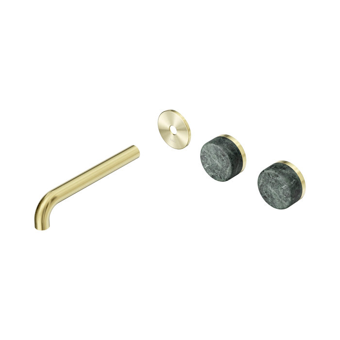 Nero Serenity Wall Basin Set 185mm Offset Spout With Verde Alpi Handle Trim Kit Only - Brushed Gold