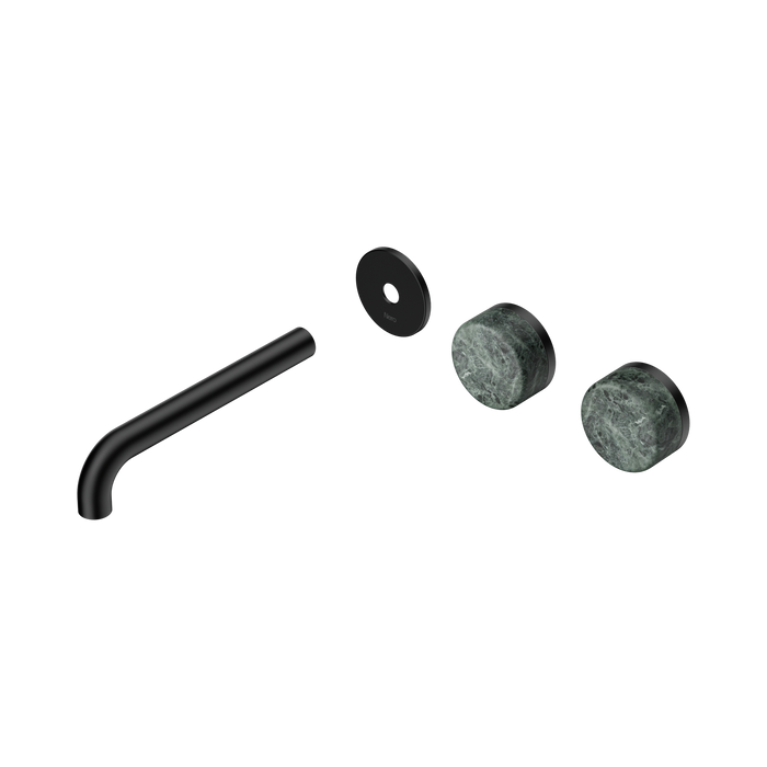 Nero Serenity Wall Basin Set 185mm Offset Spout With Verde Alpi Handle Trim Kit Only - Matte Black
