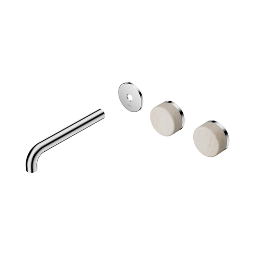 Nero Serenity Wall Basin Set 185mm Offset Spout With Rome Travertine Handle Trim Kit Only - Chrome