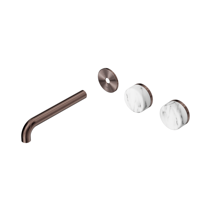 Nero Serenity Wall Basin Set 185mm Offset Spout With Arabescato Corchia Handle Trim Kit Only - Brushed Bronze