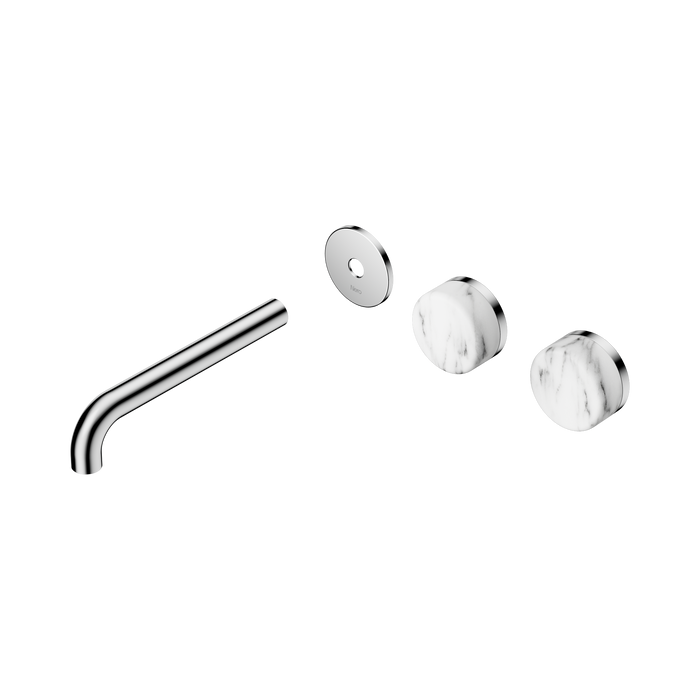 Nero Serenity Wall Basin Set 185mm Offset Spout With Arabescato Corchia Handle Trim Kit Only - Chrome