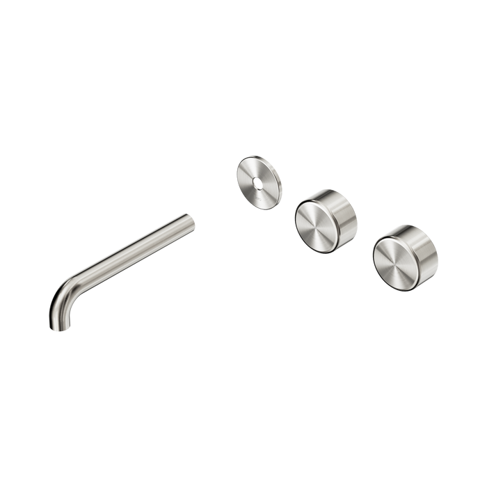 Nero Serenity Wall Basin Set 185mm Offset Spout With Metal Handle Trim Kit Only - Brushed Nickel
