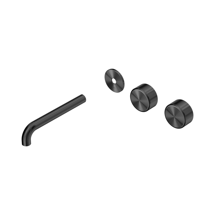 Nero Serenity Wall Basin Set 185mm Offset Spout With Metal Handle Trim Kit Only - Gun Metal