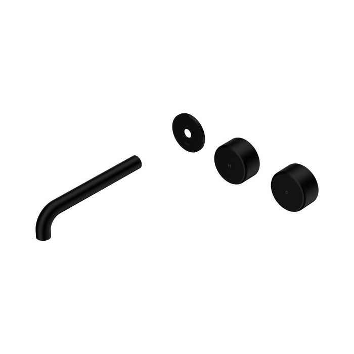 Nero Serenity Wall Basin Set 185mm Offset Spout With Metal Handle Trim Kit Only - Matte Black