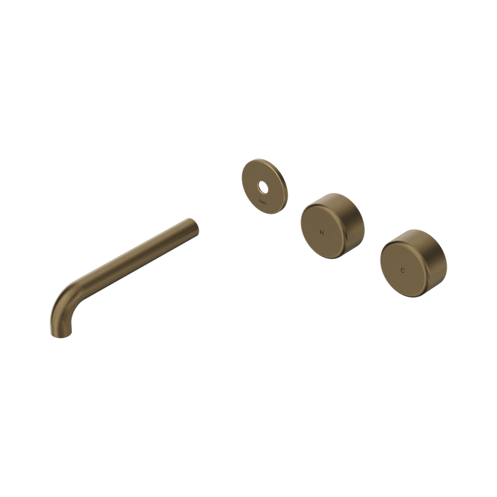 Nero Serenity Wall Basin Set 185mm Offset Spout With Metal Handle Trim Kit Only - Tumbled Antique Brass