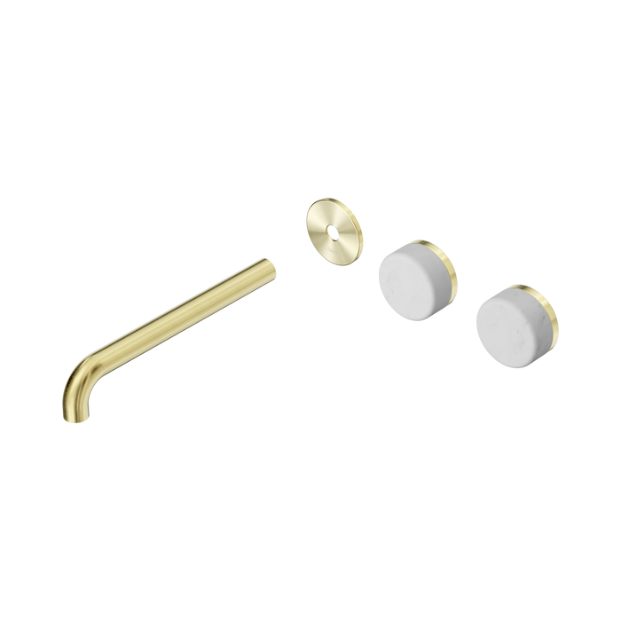Nero Serenity Wall Basin Set 220mm Offset Spout With Carrara Handle Trim Kit Only - Brushed Gold