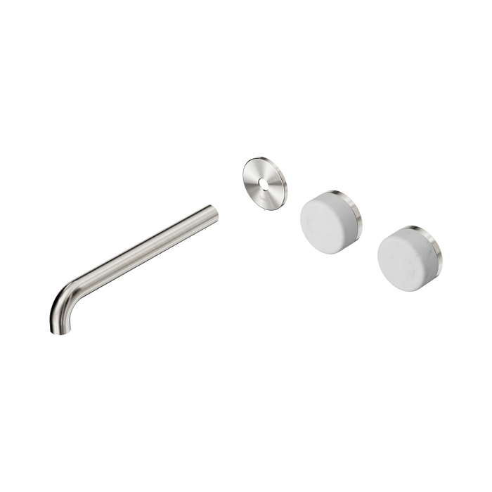 Nero Serenity Wall Basin Set 220mm Offset Spout With Carrara Handle Trim Kit Only - Brushed Nickel