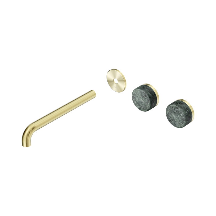 Nero Serenity Wall Basin Set 220mm Offset Spout With Verde Alpi Handle Trim Kit Only - Brushed Gold