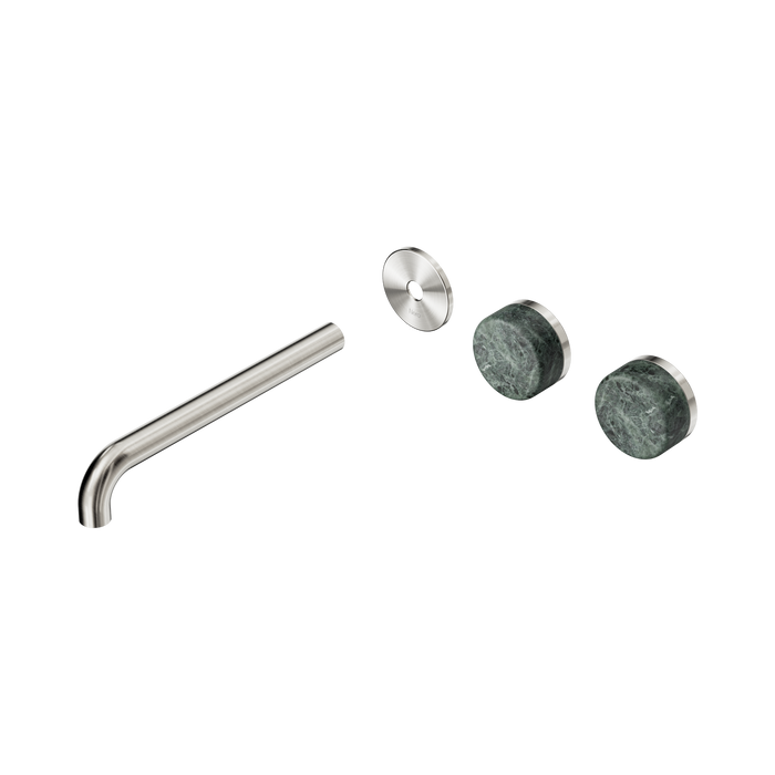 Nero Serenity Wall Basin Set 220mm Offset Spout With Verde Alpi Handle Trim Kit Only - Brushed Nickel