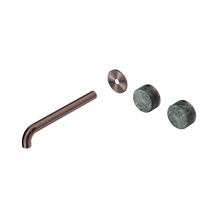 Nero Serenity Wall Basin Set 220mm Offset Spout With Verde Alpi Handle Trim Kit Only - Brushed Bronze