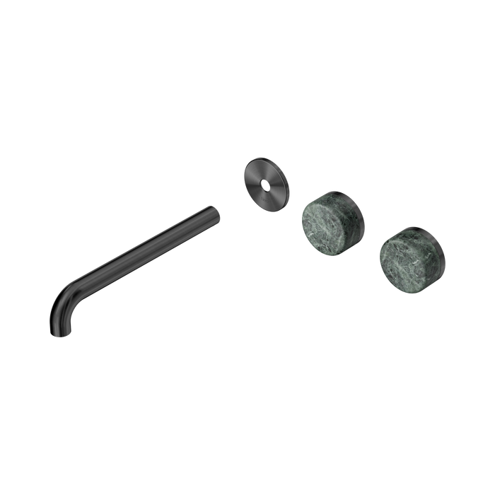 Nero Serenity Wall Basin Set 220mm Offset Spout With Verde Alpi Handle Trim Kit Only - Gun Metal