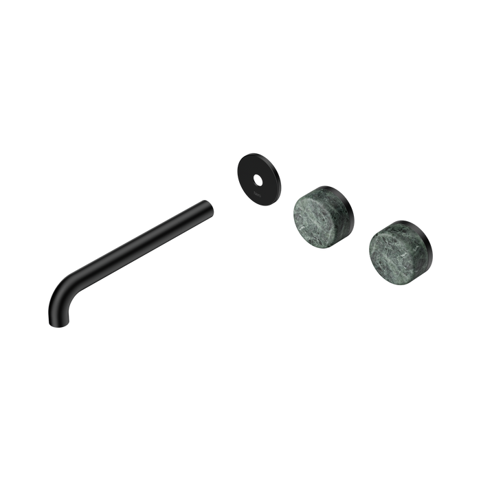 Nero Serenity Wall Basin Set 220mm Offset Spout With Verde Alpi Handle Trim Kit Only - Matte Black