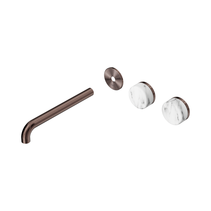 Nero Serenity Wall Basin Set 220mm Offset Spout With Arabescato Corchia Handle Trim Kit Only - Brushed Bronze