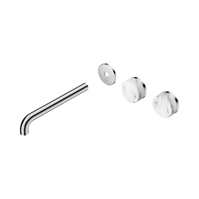Nero Serenity Wall Basin Set 220mm Offset Spout With Arabescato Corchia Handle Trim Kit Only - Chrome