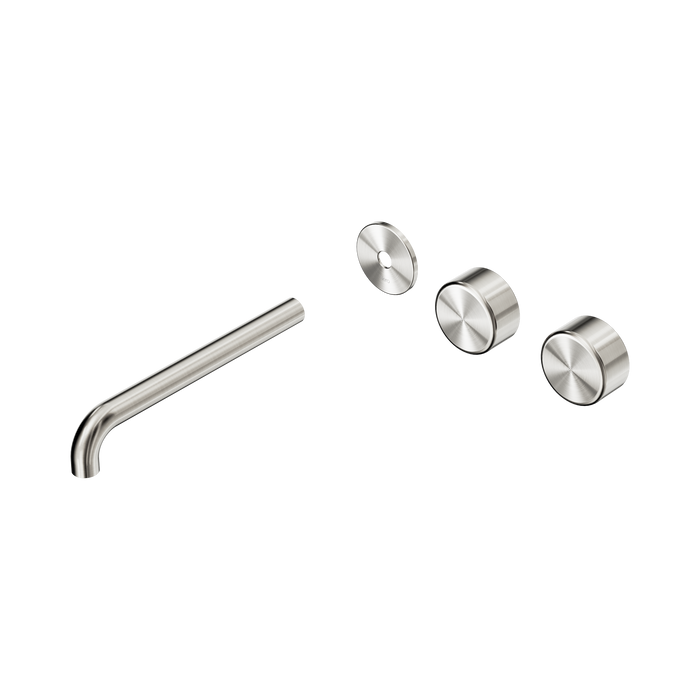 Nero Serenity Wall Basin Set 220mm Offset Spout With Metal Handle Trim Kit Only - Brushed Nickel
