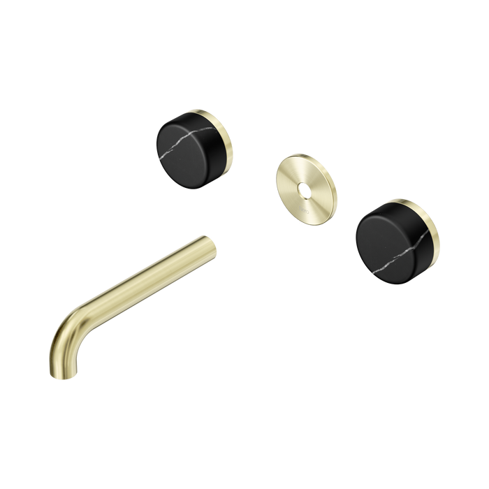 Nero Serenity Wall Basin Set 160mm Spout With Marquina Black Handle Trim Kit Only - Brushed Gold