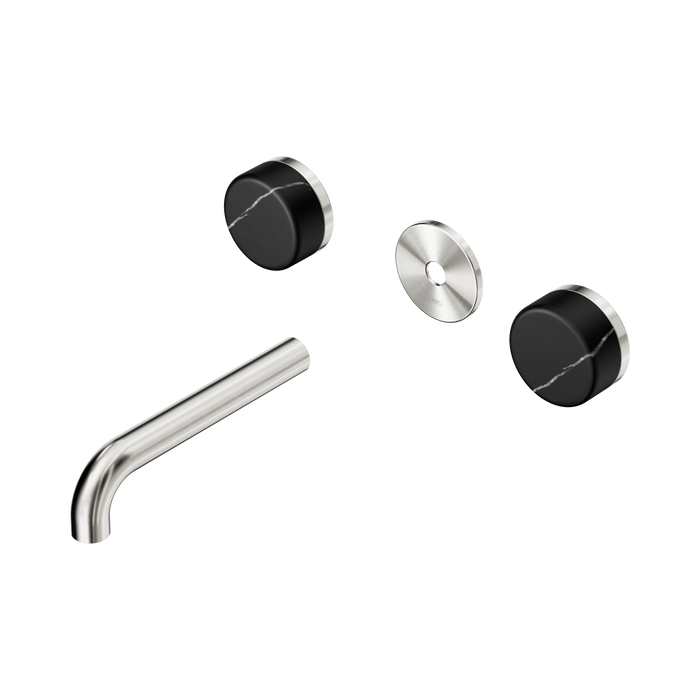 Nero Serenity Wall Basin Set 160mm Spout With Marquina Black Handle Trim Kit Only - Brushed Nickel