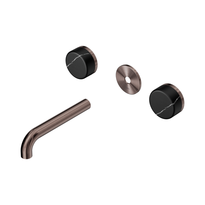 Nero Serenity Wall Basin Set 160mm Spout With Marquina Black Handle Trim Kit Only - Brushed Bronze