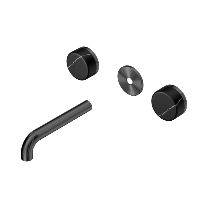 Nero Serenity Wall Basin Set 160mm Spout With Marquina Black Handle Trim Kit Only - Gun Metal