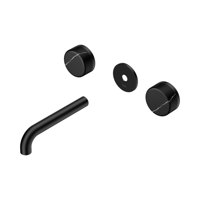 Nero Serenity Wall Basin Set 160mm Spout With Marquina Black Handle Trim Kit Only - Matte Black