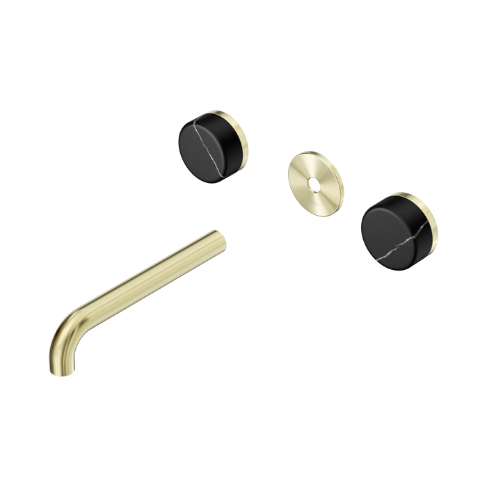 Nero Serenity Wall Basin Set 185mm Spout With Marquina Black Handle Trim Kit Only - Brushed Gold