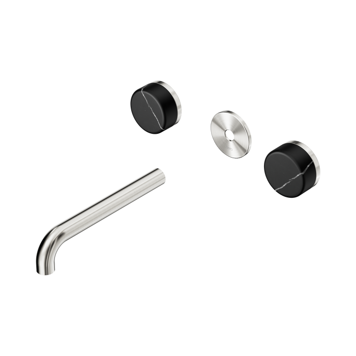 Nero Serenity Wall Basin Set 185mm Spout With Marquina Black Handle Trim Kit Only - Brushed Nickel