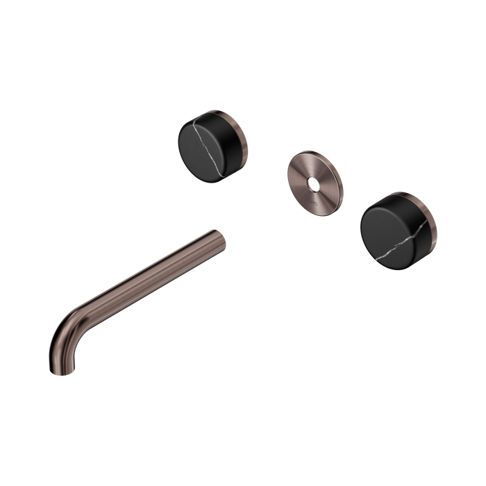 Nero Serenity Wall Basin Set 185mm Spout With Marquina Black Handle Trim Kit Only - Brushed Bronze