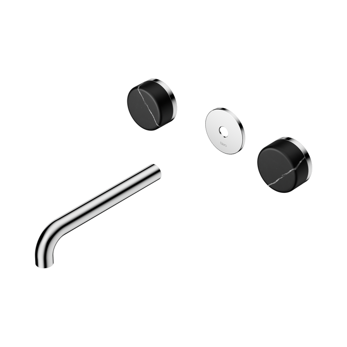 Nero Serenity Wall Basin Set 185mm Spout With Marquina Black Handle Trim Kit Only - Chrome