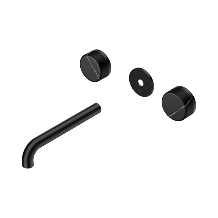 Nero Serenity Wall Basin Set 185mm Spout With Marquina Black Handle Trim Kit Only - Matte Black