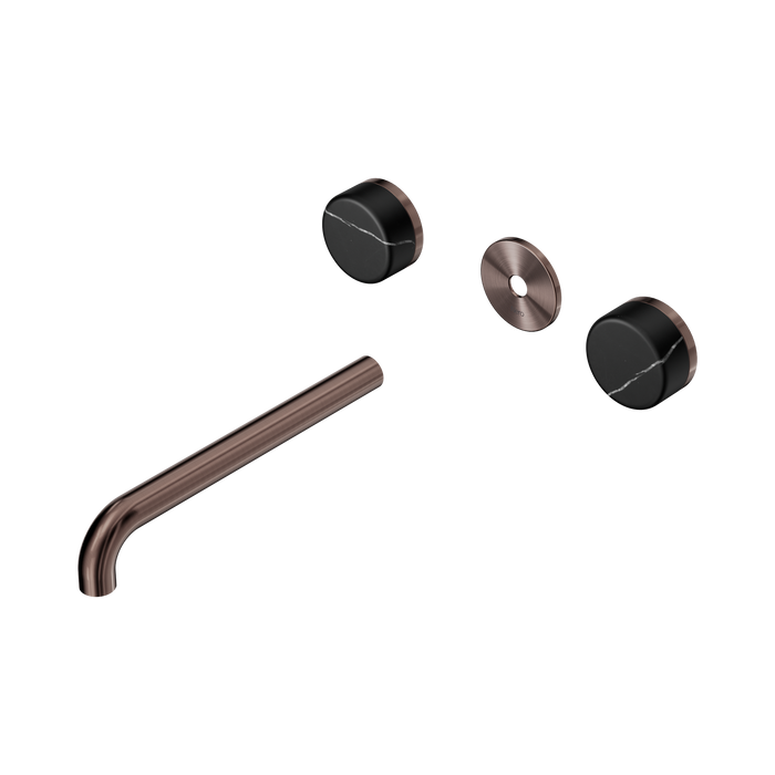 Nero Serenity Wall Basin Set 220mm Spout With Marquina Black Handle Trim Kit Only - Brushed Bronze
