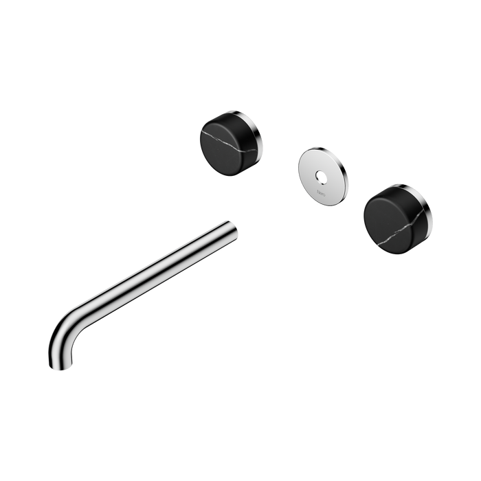 Nero Serenity Wall Basin Set 220mm Spout With Marquina Black Handle Trim Kit Only - Chrome