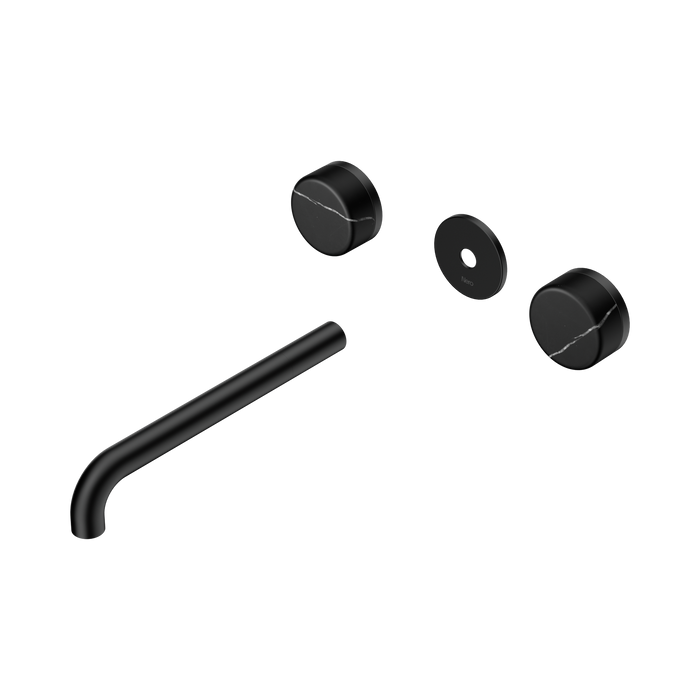 Nero Serenity Wall Basin Set 220mm Spout With Marquina Black Handle Trim Kit Only - Matte Black
