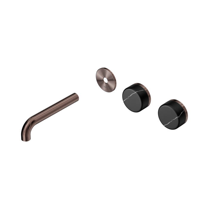 Nero Serenity Wall Basin Set 160mm Offset Spout With Marquina Black Handle Trim Kit Only - Brushed Bronze