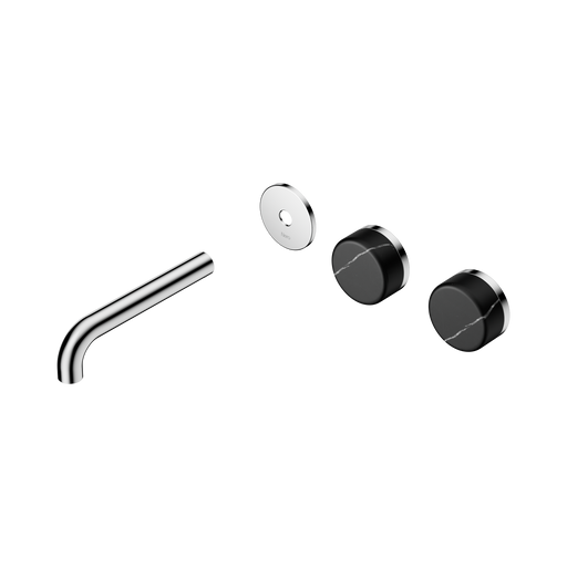 Nero Serenity Wall Basin Set 160mm Offset Spout With Marquina Black Handle Trim Kit Only - Chrome
