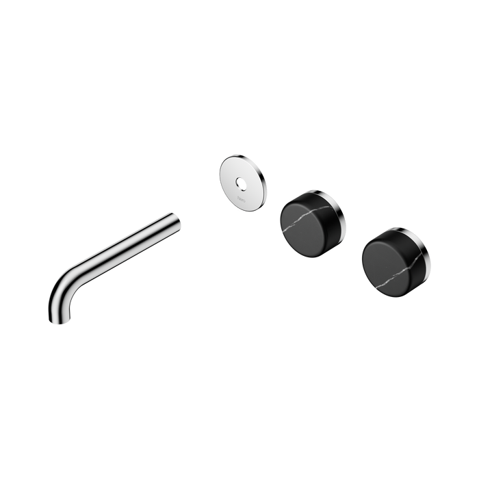 Nero Serenity Wall Basin Set 160mm Offset Spout With Marquina Black Handle Trim Kit Only - Chrome