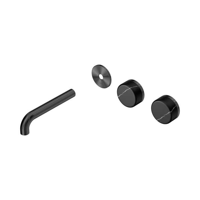 Nero Serenity Wall Basin Set 160mm Offset Spout With Marquina Black Handle Trim Kit Only - Gun Metal