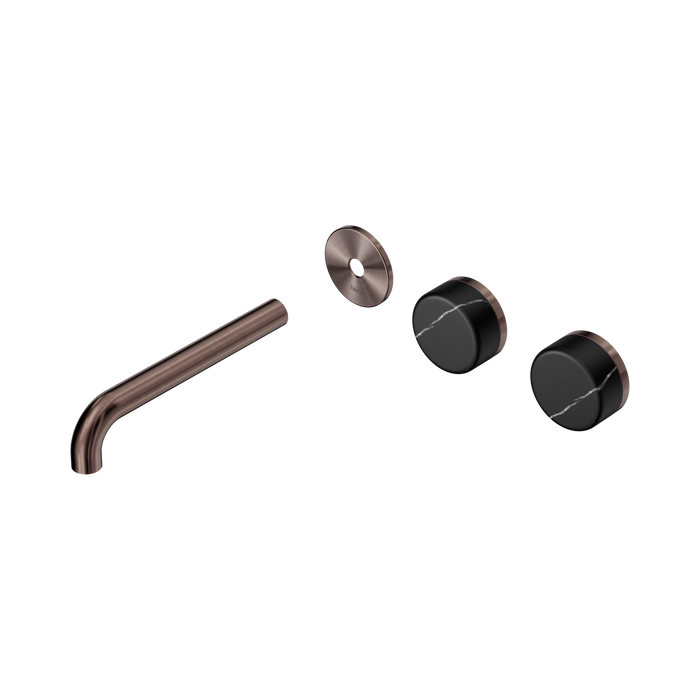 Nero Serenity Wall Basin Set 185mm Offset Spout With Marquina Black Handle Trim Kit Only - Brushed Bronze