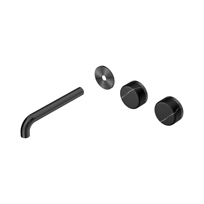 Nero Serenity Wall Basin Set 185mm Offset Spout With Marquina Black Handle Trim Kit Only - Gun Metal