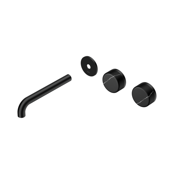 Nero Serenity Wall Basin Set 185mm Offset Spout With Marquina Black Handle Trim Kit Only - Matte Black