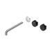 Nero Serenity Wall Basin Set 220mm Offset Spout With Marquina Black Handle Trim Kit Only - Chrome