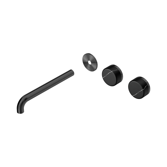 Nero Serenity Wall Basin Set 220mm Offset Spout With Marquina Black Handle Trim Kit Only - Gun Metal