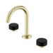 Nero Serenity Basin Set Arc Spout With Marquina Black Handle - Brushed Gold