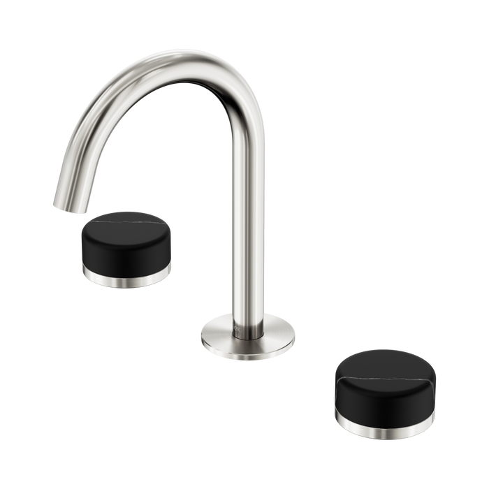 Nero Serenity Basin Set Arc Spout With Marquina Black Handle - Brushed Nickel