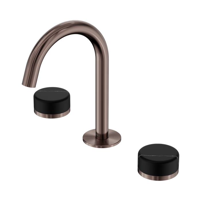 Nero Serenity Basin Set Arc Spout With Marquina Black Handle - Brushed Bronze