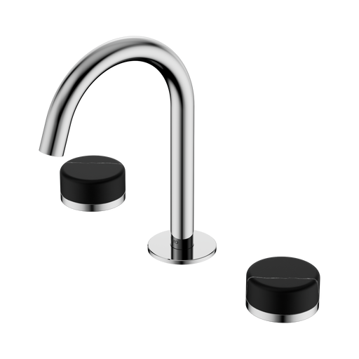 Nero Serenity Basin Set Arc Spout With Marquina Black Handle - Chrome