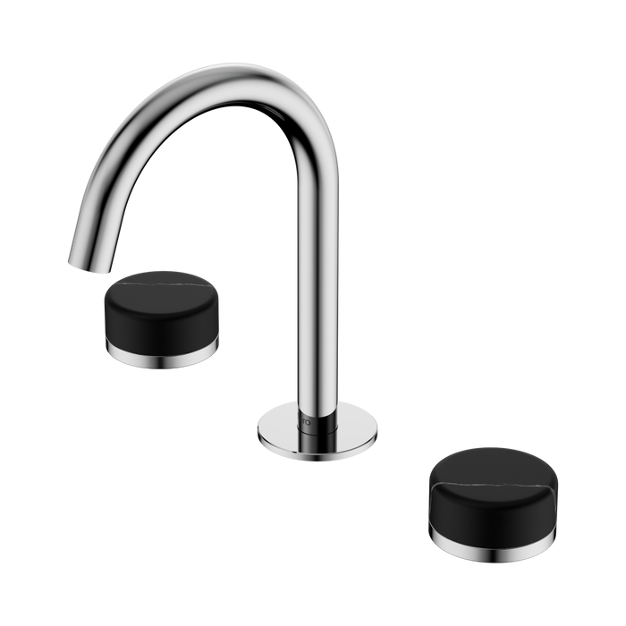 Nero Serenity Basin Set Arc Spout With Marquina Black Handle - Chrome