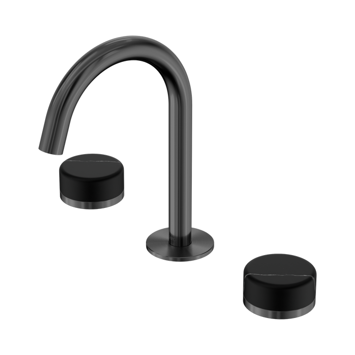 Nero Serenity Basin Set Arc Spout With Marquina Black Handle - Gun Metal